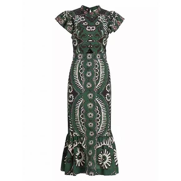 NEW SEA charlough print cut out dress in green - Picture 5 of 6